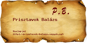 Prisztavok Balázs névjegykártya