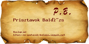 Prisztavok Balázs névjegykártya